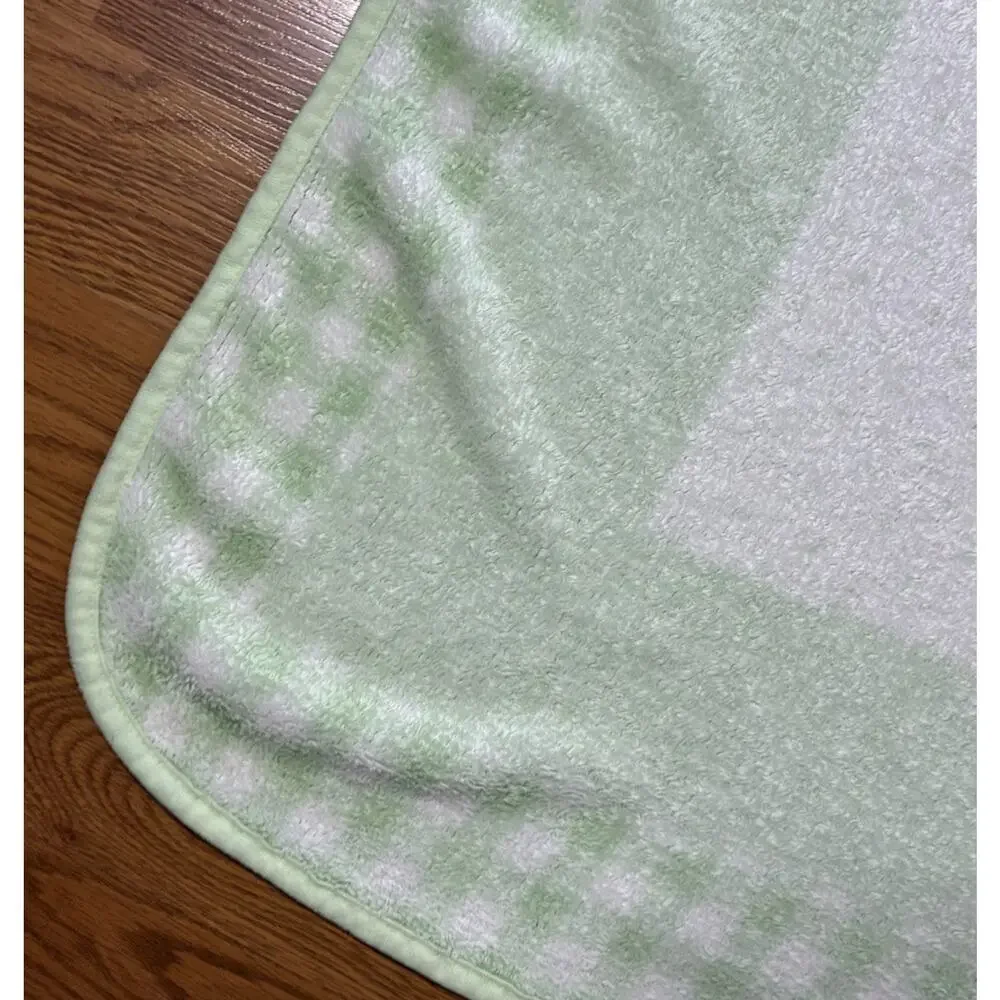 Vintage Carters Hide and Seek Baby Blanket Bunny Bear Green Fleece Just One Year